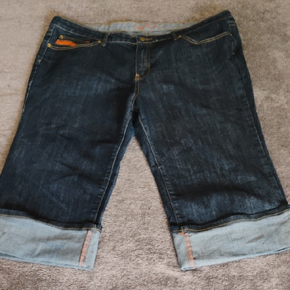 Ruff Ryders Hip Hop Cuffed Embroidered Crop Jeans Y2K Style